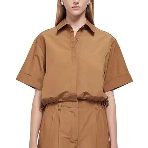 Ryett cropped drawstring shirt brown / hickory